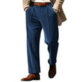 thumbnail image 6 of LNZGNM Men's Relaxed Fit Dress Pants Pleated Straight Leg Dress Pant Casual Belt Suit Pants Classic Work Pants Office Suit Trousers, Blue L, 6 of 6