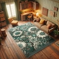 thumbnail image 3 of Ambesonne Flowers Decorative Rug Carpet, Pastel Tone Art Sunflowers, 4' X 5' 5", Petrol Blue Teal Beige, 3 of 5