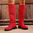 thumbnail image 7 of Suede Tall Boots, HTHLVMD Suede Tall Boots, Women's Suede Look Knee High Boots Round Toe Tall Pull On Boots Low Heel Long Boots Soft Shaft Riding Extended Size Boots for Women, Red US-9.5/EU-43, 7 of 7