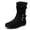 Black 711, variant on Women's Wide Width Ankle Boots, Ruched Slouchy Suede Texture, Double Buckle Details, Flat Heel Side Zip Everyday Booties.
