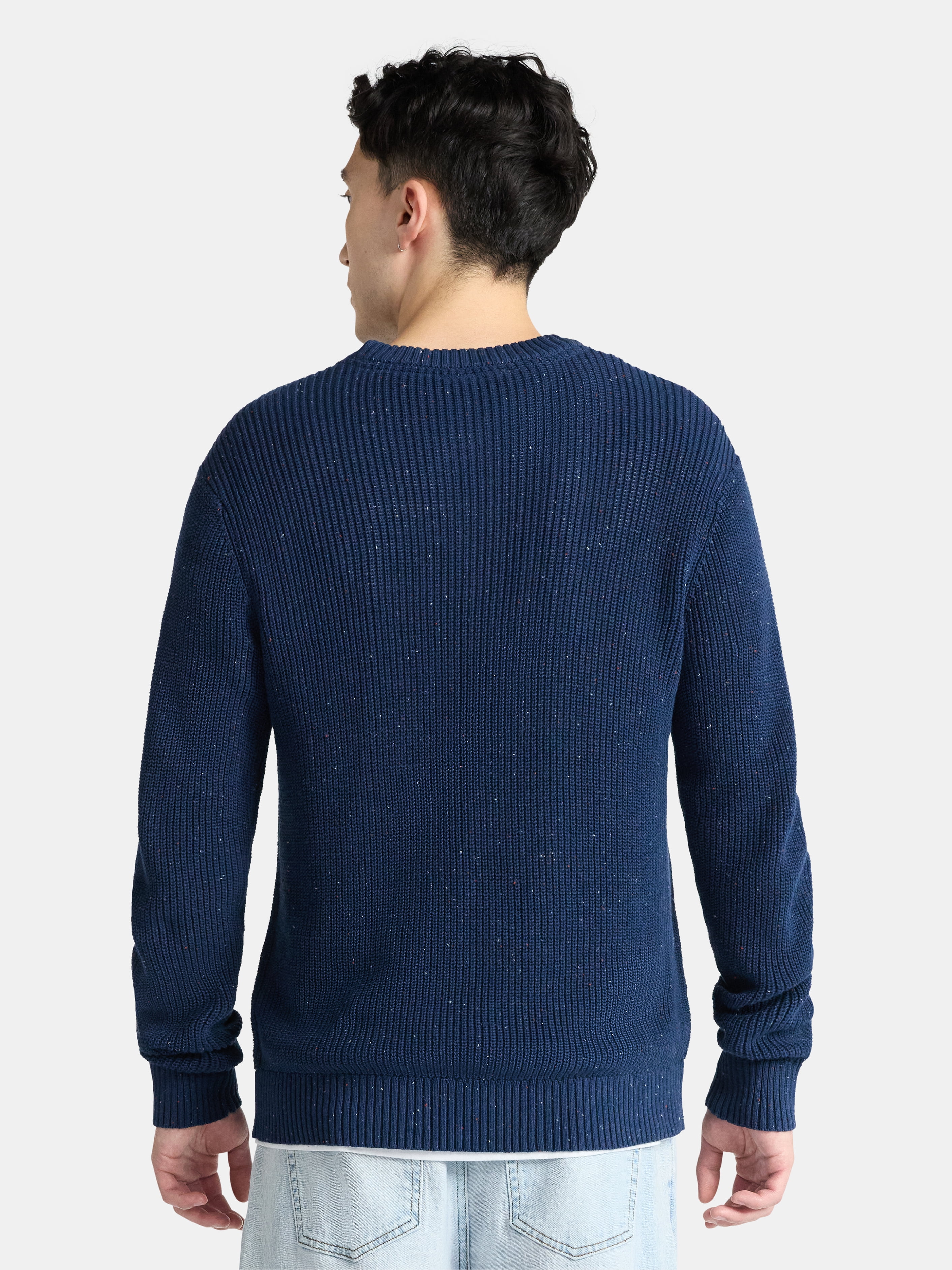 No Boundaries  Souffle Yarn Confetti Sweater with Long Sleeves, Men's Sizes XS-3XL
