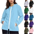 thumbnail image 2 of Yuanlook Women's Comfort Loose Fit Hooded Rain Coat, Full Zip Breathable Daily Outdoor Jacket S-XXL,Tops, 2 of 6