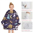 thumbnail image 6 of Colorful Halloween Pattern Blanket Hoodies for Kids 6-13YR Oversize Wearable Blanket Hoodies for Boys Girls Teens, 6 of 7