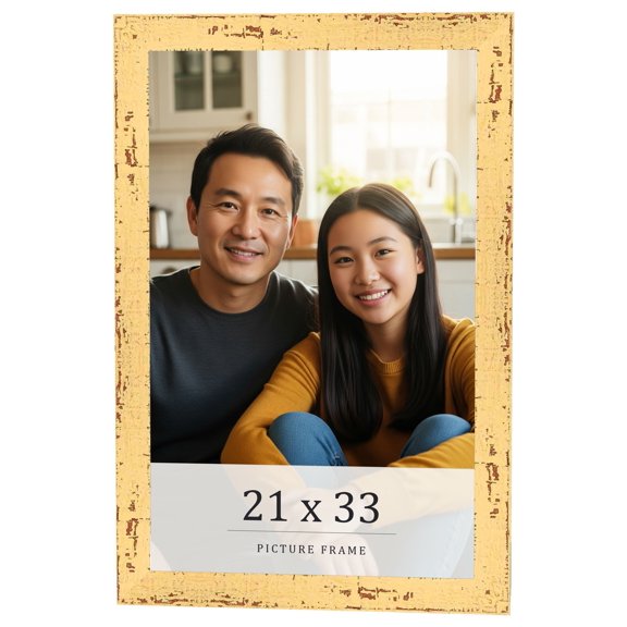 21x33 Frame Yellow Real Wood Picture Frame Width 1.25 inches | Interior Frame Depth 0.5 inches |