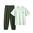 thumbnail image 4 of Cethrio Boys Active Outfit Sets, Short Sleeve Breathable Crew Neck Sports Two-Piece Summer T-Shirts and Joggers Green Size 7-8 T, 4 of 9