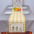 thumbnail image 4 of Table Runner Dresser Scarves 72 Inch Long, Rural Farm Sunflowers Gnomes Linen Dining Table Runners Yellow White Buffalo Checked Tabletop Scarf for Wedding Holiday Party Kitchen, 4 of 7