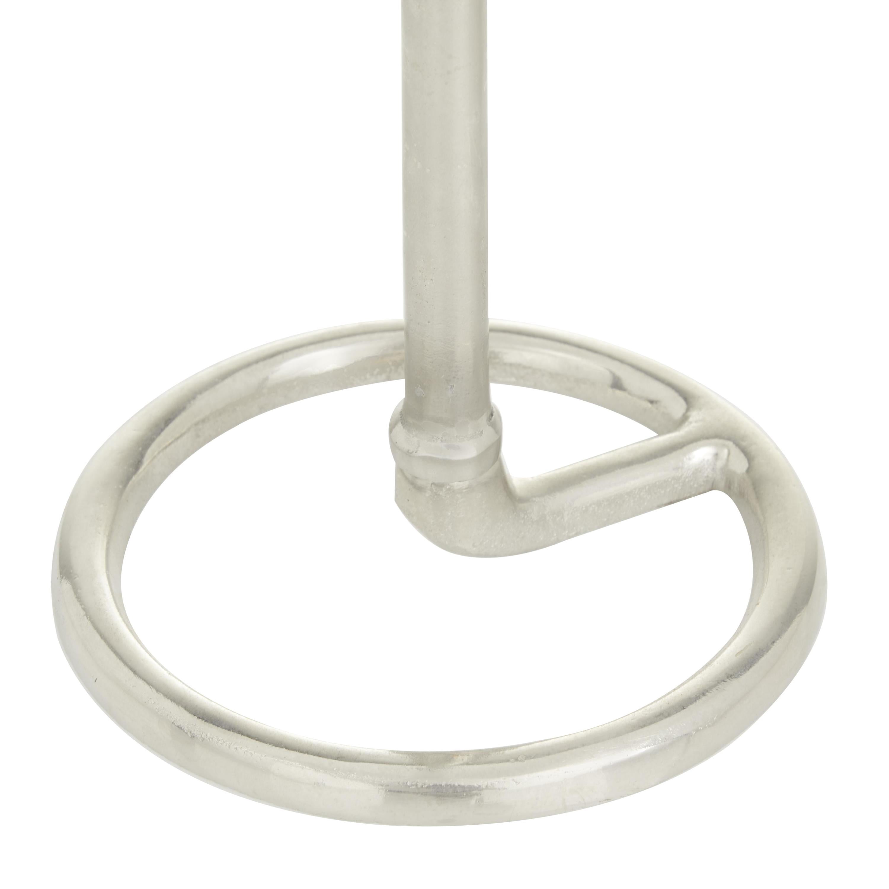 DecMode 3 Candle Silver Aluminum Metal Tapered Candle Holder with Ring Bases, Set of 3
