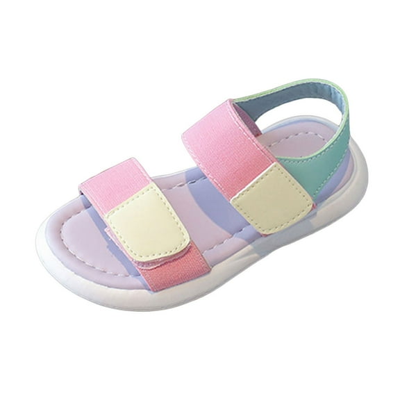 Gubotare Toddler Sandals Cute Girls Leather Soft Open Toe Princess Flat Shoes Summer Sandals(Toddler/Little Kid) Size 1.5 (Pink,Big Kids 1.5)