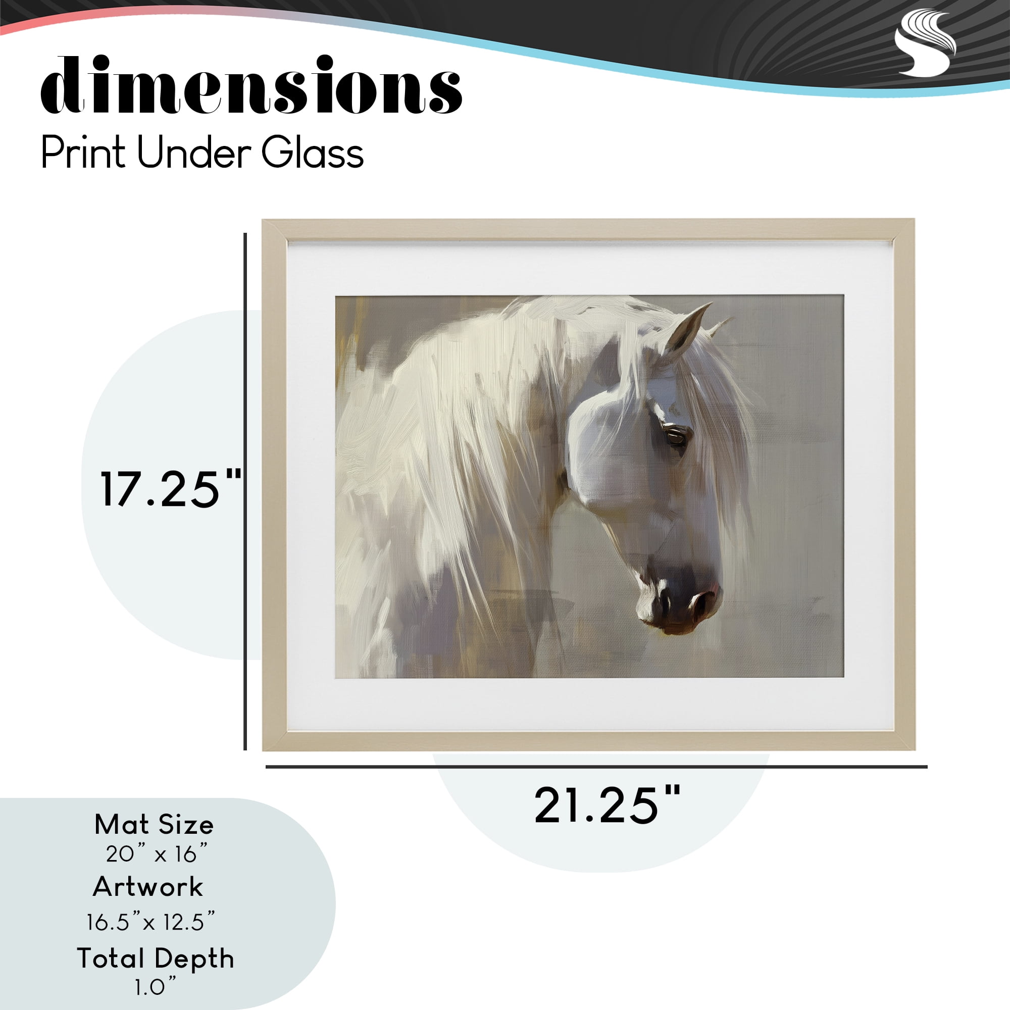 Stupell Industries White Moon Horse Birch Framed Print Under Glass, design by Svetlana Aleynikova