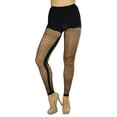 thumbnail image 5 of ToBeInStyle Womens Diamond Net w/ Opaque Side Seam Spandex Footless Tights - Black - One Size, 5 of 6