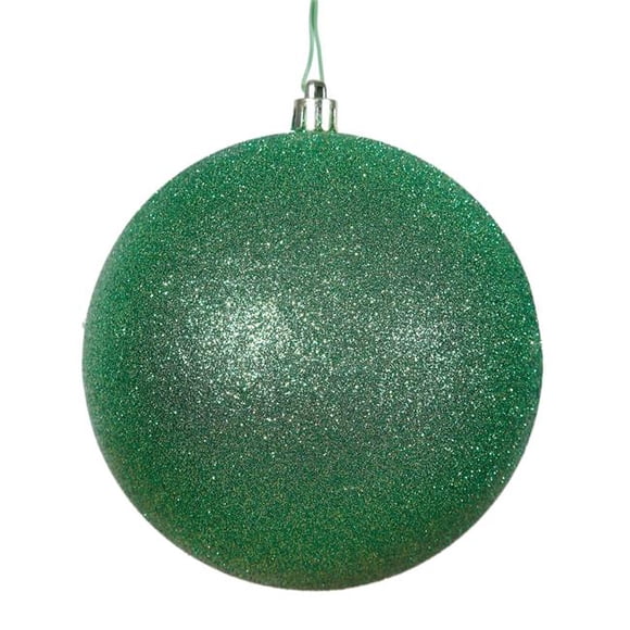 Boule d'Ornement de Noël Percée Pailletée Verte 3 Po. - 12 par Sac