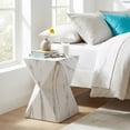 thumbnail image 3 of Geometric Hourglass Accent Table - White Marble Faux Finish, Indoor/Outdoor Side Table, 3 of 10