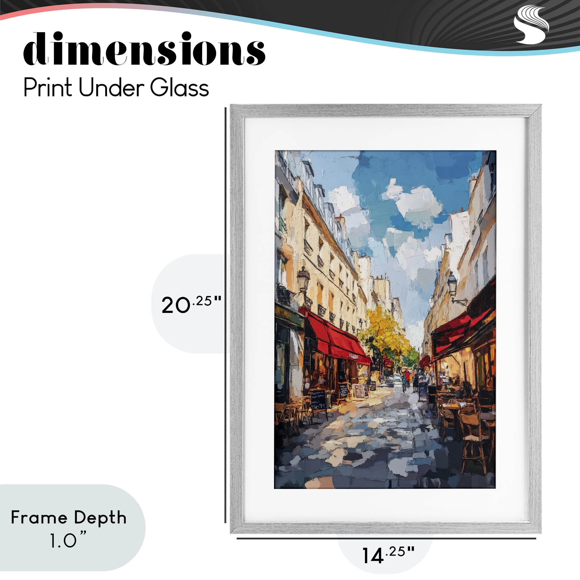 Stupell Industries Charming Paris Street Scene Gray Framed Print Under Glass, design by Petal Prints Design