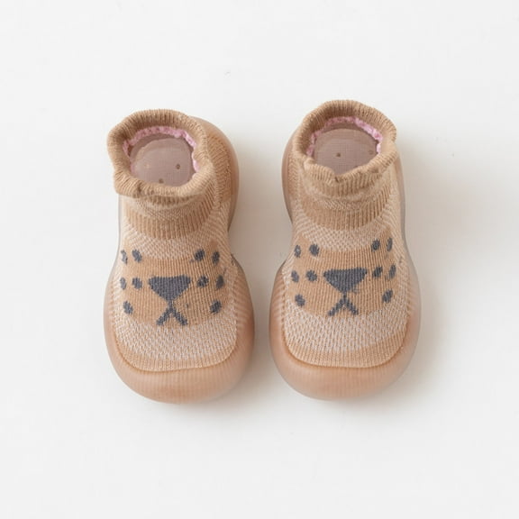 Baby Boy Sock Shoes Non Floor Indoor Walking Sock Shoes Indoor Warm Knit Soft Sole Rubber Cotton Socks Shoes Baby Shoes for Boys 12-18 Months