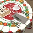 thumbnail image 5 of Christmas Gingerbread Round Table Cloth - Winter Gingerbread Man Tablecloth 60 Inch Xmas Candy Canes Table Cover Decorative for Kitchen Party Banquet Holiday, 5 of 6