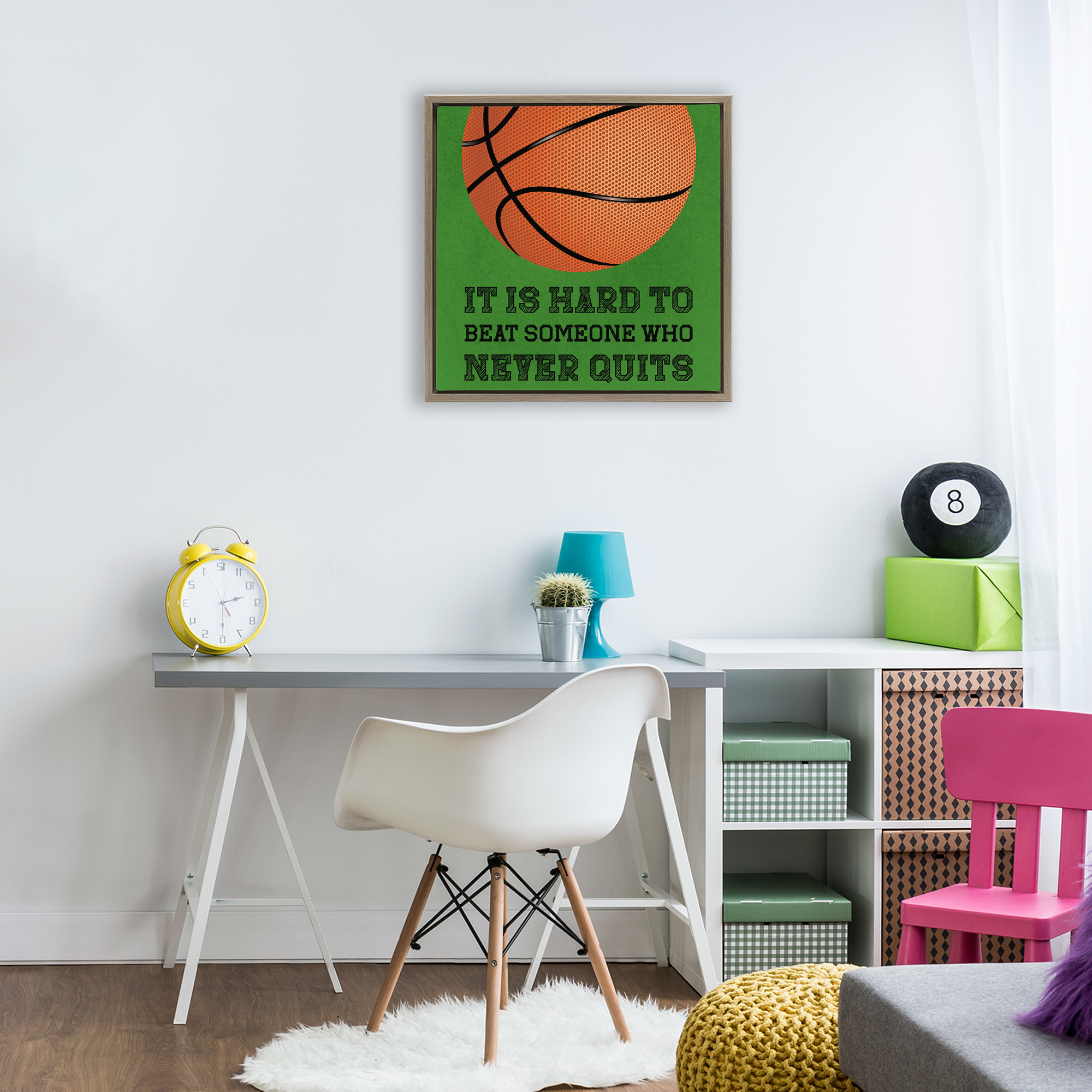 Someone Who Never Quits Brown Framed Floater Canvas Wall Art, design by Marcus Prime