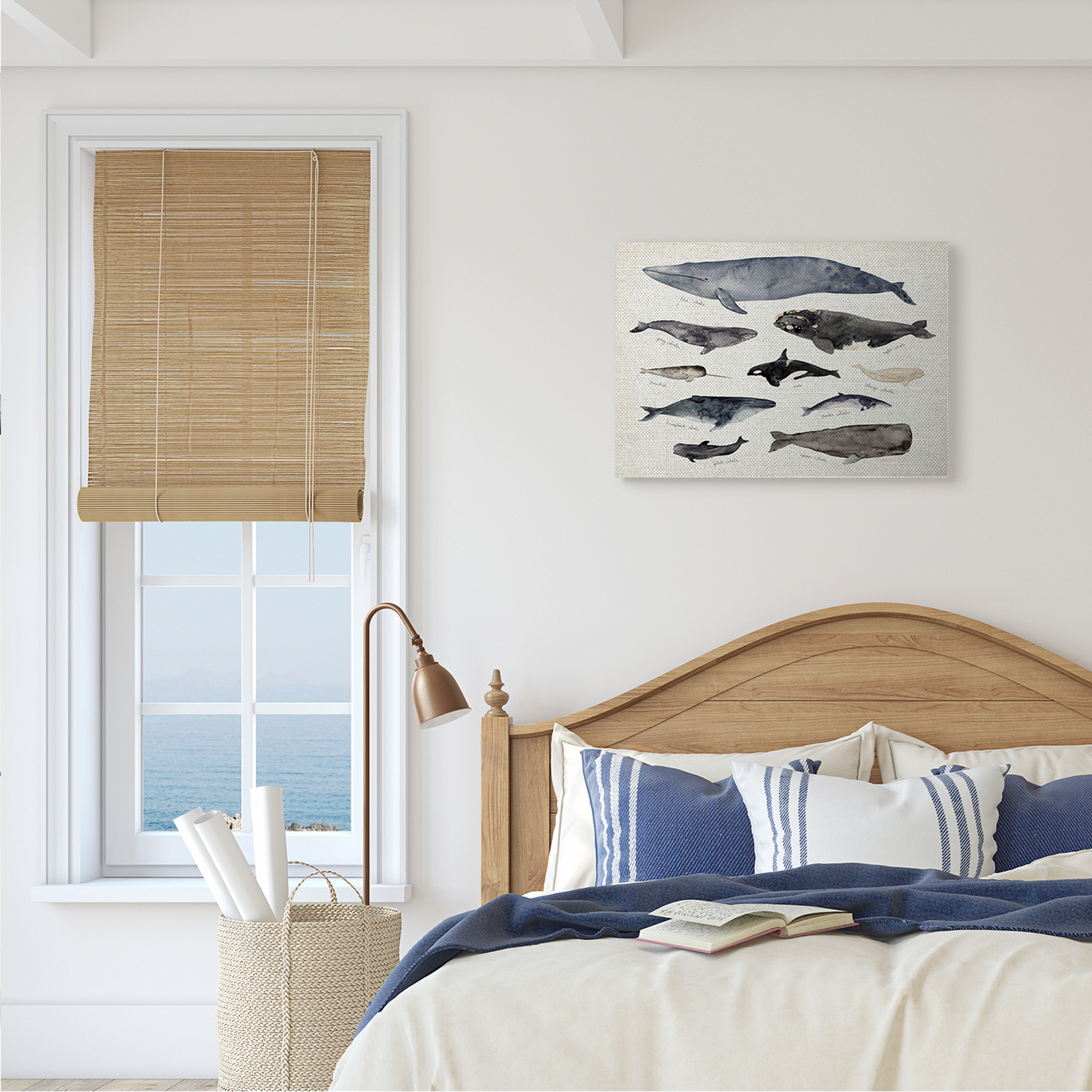 Stupell Industries Vintage Nautical Chart of Whales Ocean Life Animals & Insects Painting Gallery Wrapped Canvas Art Print Wall Art, 16 x 20