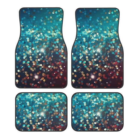 Vsdgher Colorful Rainbow Glitter Car Foot Mat Set of 4 Pieces Universal Floor Liner Car Accessories Fits Most Cars, Trucks, Vans, sedans, SUV