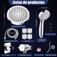 thumbnail image 2 of Regaderas para Baño,Combo de 6''Cabezal de Ducha de Lluvia de Alta Presión y 9''Shower Head de Mano,con Manguera de 58''y 3 Modos,con Botón de Control de Flujo,Boquilla Autolimpiante,para Baño,Hotel, 2 of 9