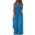 thumbnail image 2 of GZWYHT Rompers for Women Overalls for Women Overalls For Women Casual Solid Color Sleeveless Suspender Jumpsuits V Neck Loose Trendy Rompers Lounge Sets for Women Casual Jumpsuits for Women Blue M, 2 of 6