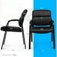 thumbnail image 3 of Leather Guest Chair with Padded Arms, Reception Meeting Conference Waiting Room Lobby Home Desk Big and Tall Executive Office Chair, Black (1 Pack), 3 of 7