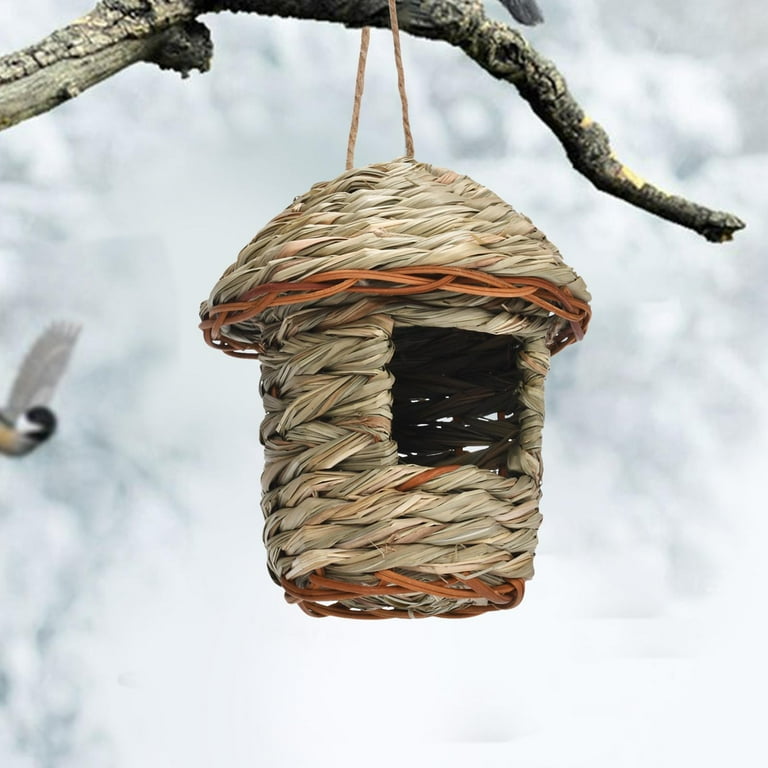 Grass Hand Woven Bird Hut Shelter Bird Nest Bird Cages Hanging