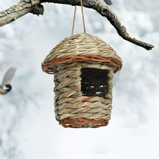 Casa de pájaros colgante Salvador Nido de paja Natural 12cmx15cm