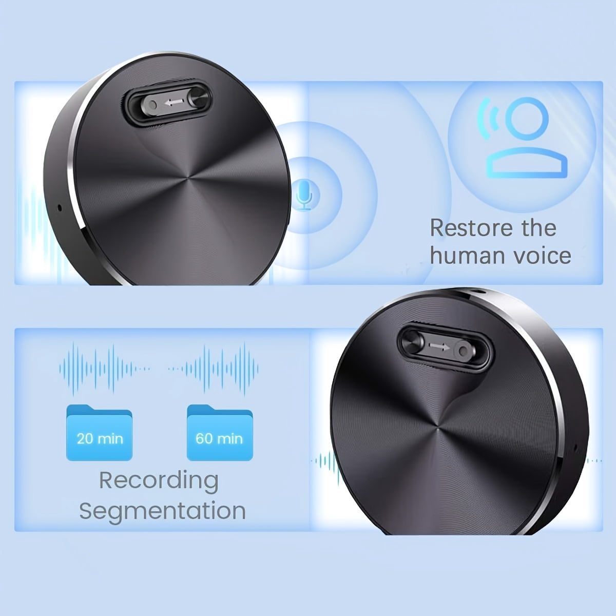 Smart Voice Recorder: One-Touch Record & Save, Ultra-Clear Audio with Noise Reduction, USB-C Rechargeable, MP3 Compatible for Meetings, Lectures, Interviews