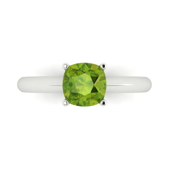 Clara Pucci 14K White Gold 1.5ct Peridot Solitaire Ring for Women