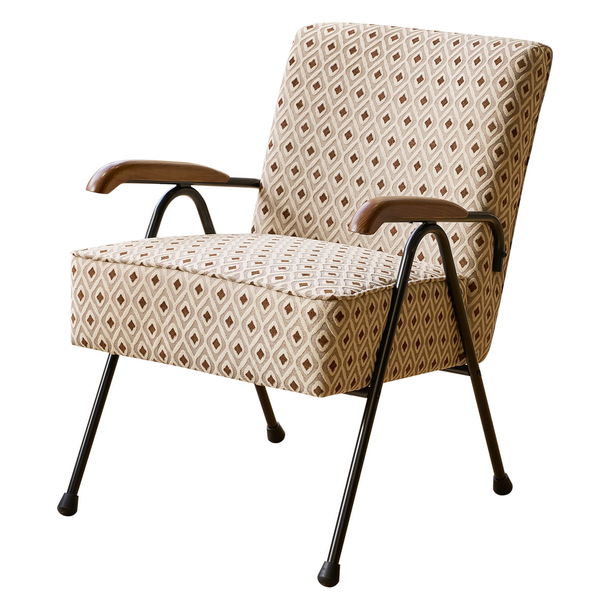 Homy Casa Accent Chair with Metal Legs and Upholstery, Living Room Reading Armchair,Beige Geometric