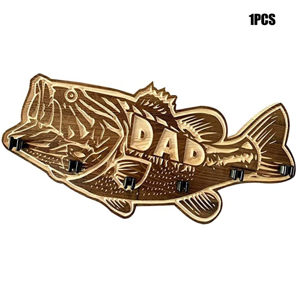 Wood Large Mouth Bass Fishing Rod Holder Wooden Fishing Rod Rack Diy