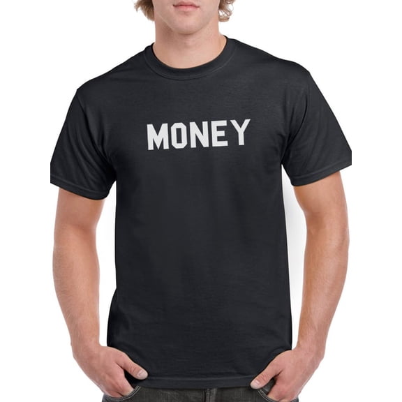 Money Street Words Men Black T-Shirt, Male Large