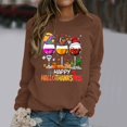 thumbnail image 3 of WEIWEN Happy Hallothanksmas Halloween Sweatshirts for Women Thanksgiving Christmas Graphic Fall Sweaters for Women Dressy Casual Long Sleeve Outfits Women's Clothing Coffee, S, 3 of 5