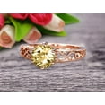 thumbnail image 2 of 6mm Round Cut 1.50 Carat Champagne Diamond Moissanite Engagement Ring Anniversary Gift 10k Rose Gold Art Deco, 2 of 5