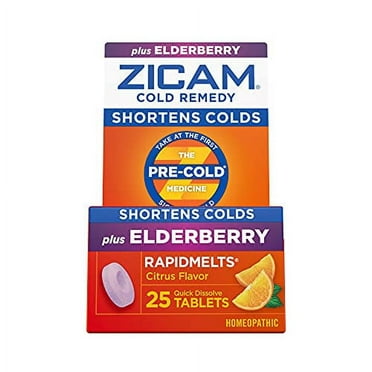 Zicam Cold Remedy Rapid Melts, Elderberry Citrus Flavor, 25 Count, 2 Pack