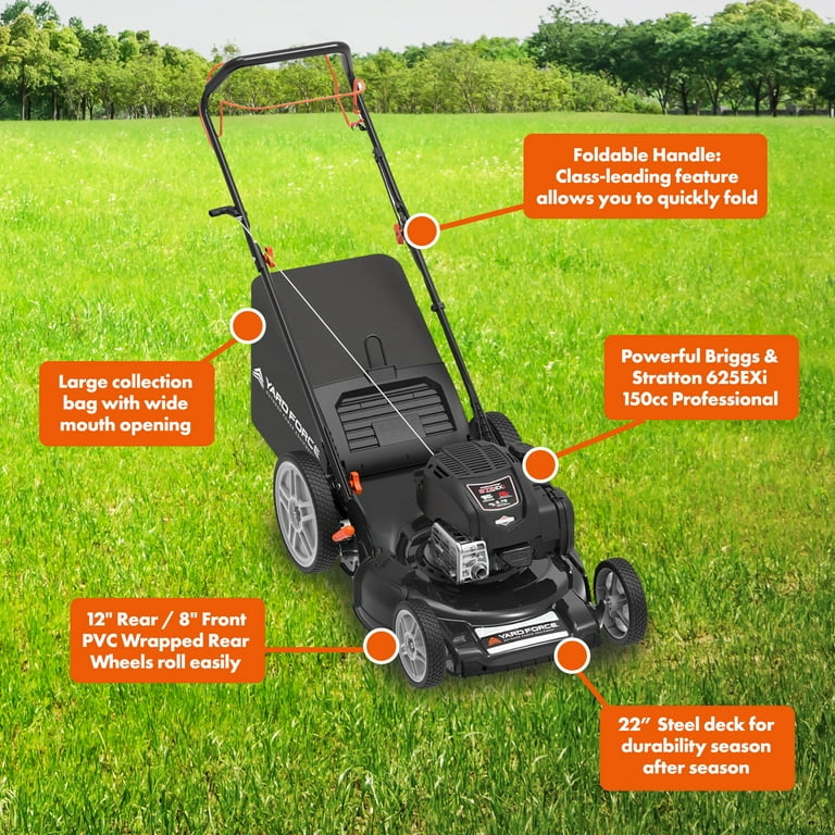 3 in-1 Self-Propelled FWD Gas Mower, 150cc Engine, 22 in. Deck by Yard Force