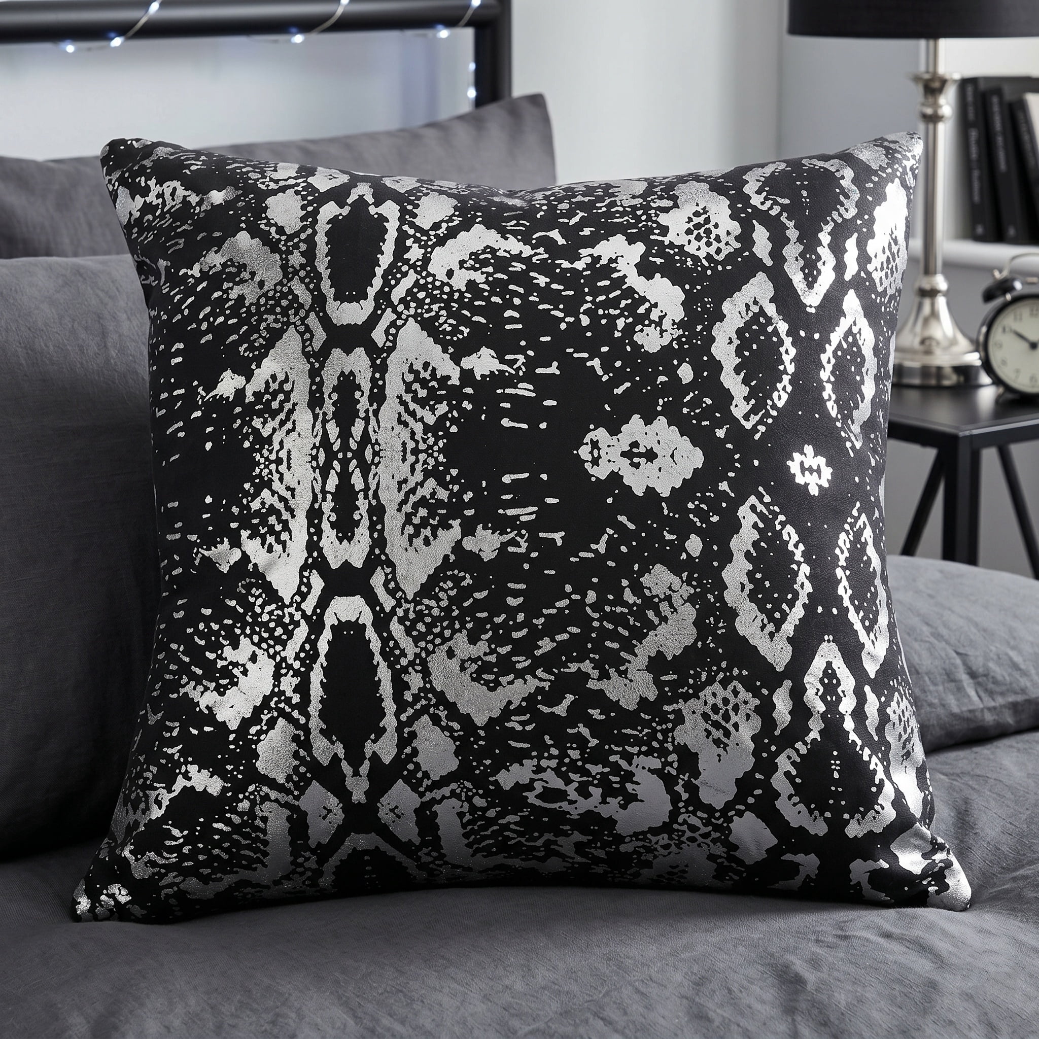 Ox Bay 20" x 20" Black/ Silver Animal Organic Cotton Pillow Cover