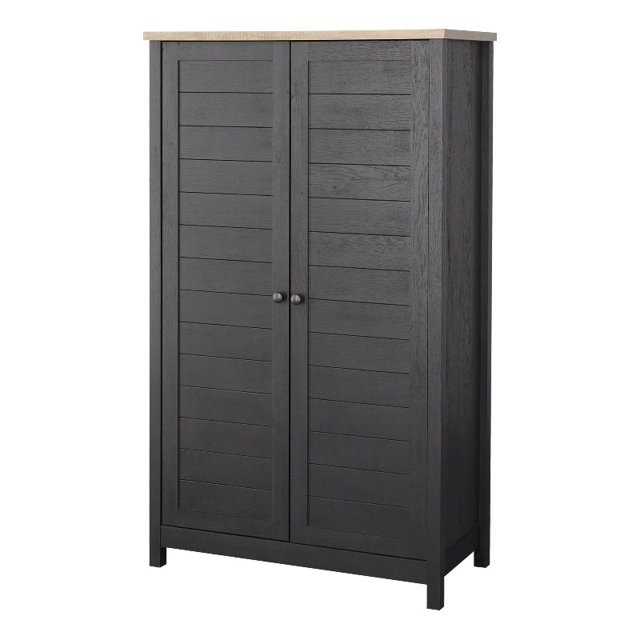 Pemberly Row Armoire de Rangement en Bois Manufacturé Finition Chêne Corbeau