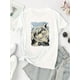thumbnail image 2 of Camiseta blanca de moda para mujer con un diseño creativo y alegre de montaña nevada. Cuello redondo informal de manga corta, mezcla de algodón ligera, perfecta para la comodidad del verano. Top depor, 2 of 7