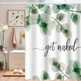 thumbnail image 2 of Watercolor Botanical Shower Curtains 72x84 Inch Get Naked Green Eucalyptus Leaves for Minimalism Bathroom Decor Fabric Waterproof Polyester Bath Curtain Accessories Set with Hooks, 2 of 6