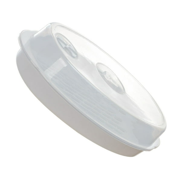 OUNONA 1pc Food Steamer Plate Microwave Oven Steamer Kitchen Plate with Lid (White)