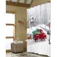 thumbnail image 3 of Winter Christmas Shower Curtain，Vintage Red Truck Holiday Trees and Pet Dog Welcome Home Bathroom Shower Curtain with Hooks 72x72 Inch, 3 of 5