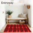 thumbnail image 3 of ODIKA 8'x10' Machine Washable Non-Slip Area Rug, Festive Entry Plaid with Evergreen Branch Detailing High Traffic Rug with Pad, Red, 501797, 3 of 8
