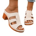 thumbnail image 5 of IUJSOY Womens Sandals Slip on Slides Peep Toe Heels Casual Cutout Block Heel Sandals Beach Shoes, 5 of 8