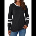 thumbnail image 2 of Camisetas de Larga para Mujer, Camisetas Casuales con Cuello Redondo y Bloques de Color, Ropa de Moda de Otoño, Conjuntos Modernos Negro XL, 2 of 8