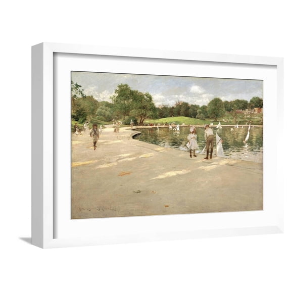 Art.com The Lake for Miniature Yachts Art Print by William Merritt Chase, White Frame Wall Art, 23" x 17"