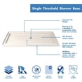 thumbnail image 4 of DreamLine SlimLine 30 in. D x 60 in. W x 2 3/4 in. H Right Drain Single Threshold Shower Base in Biscuit DLT-1130602-22, 4 of 5
