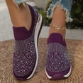 thumbnail image 2 of Oyedens Womens Rhinestones Walking Shoes Fashion Casual Knit Platform Wedge Slip On Loafers Work Shoes, 2 of 7