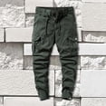 thumbnail image 2 of Cargo Sweatpants for Men Male Spring Fall New Trend Work Pants with Multi Pocket Versatile Drawstring Pants Mens Casual Pants Army Green 36, 2 of 4