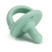 Itzy Ritzy Sweetie Soother Pacifier Set of 2- Silicone Newborn Pacifiers with Collapsible Handle & Two Air Holes for Added Safety; Set of 2 in Green and White, Ages Newborn & Up